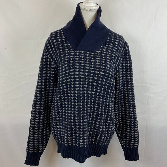 Frederik Anderson Copenhagen Sweater Men's L Blue Gray Cowl Neck Long Sleeve - Picture 1 of 14